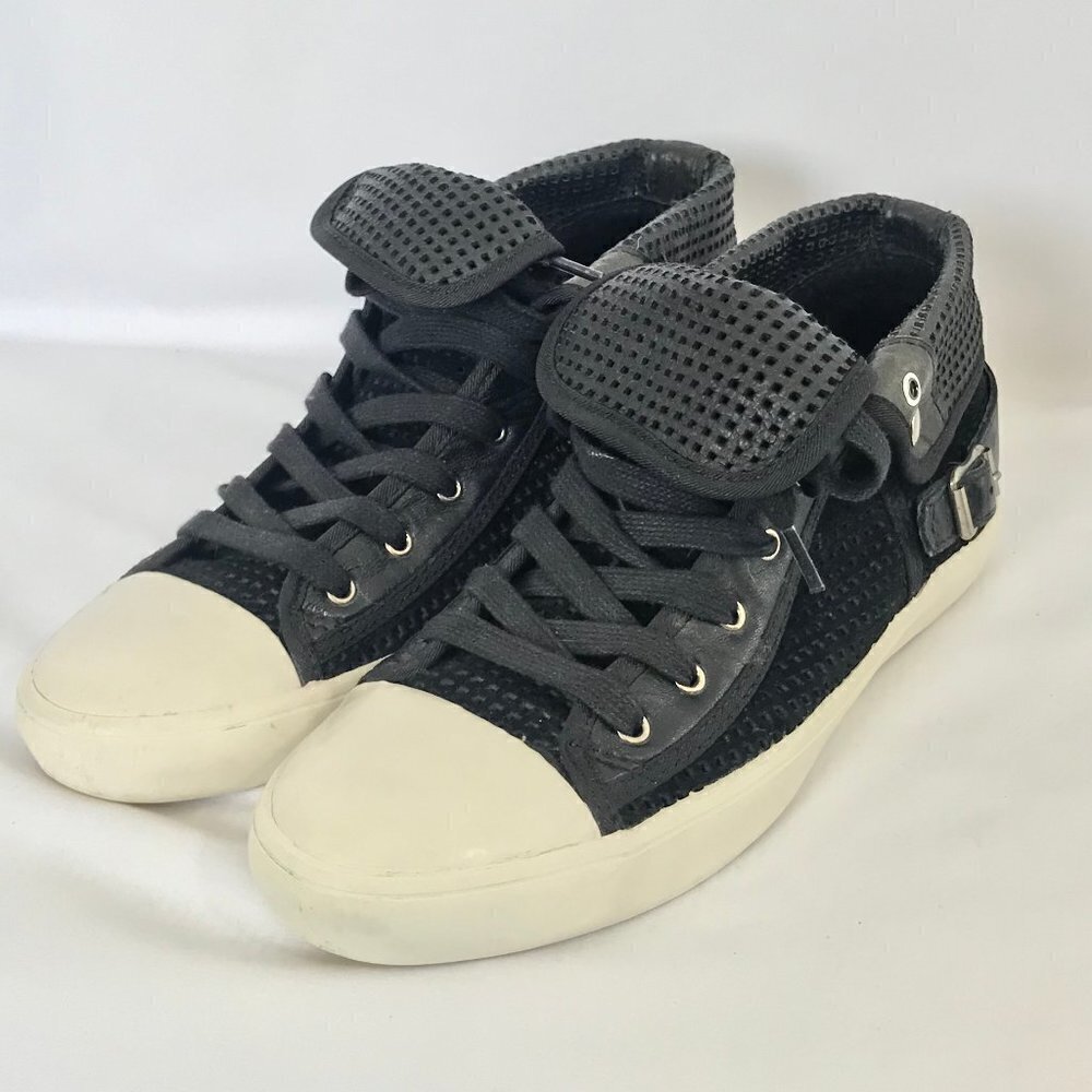 Gray Saks Fifth Avenue Retro Black & White Sneakers